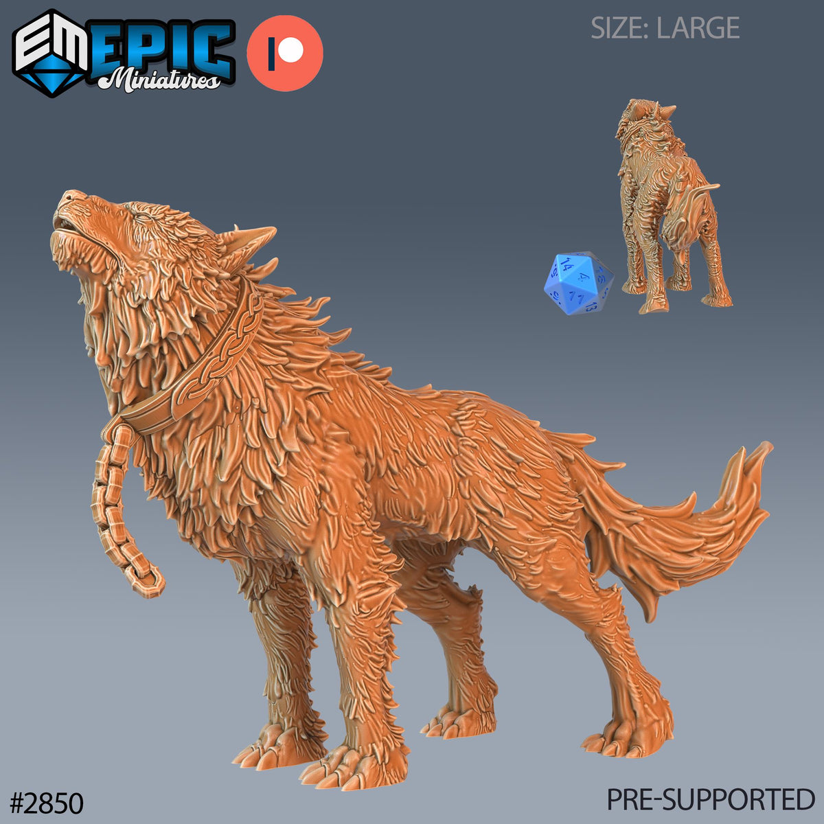 Fenrir Wolf Option #2850 front DND miniature Viking Age 16k resin