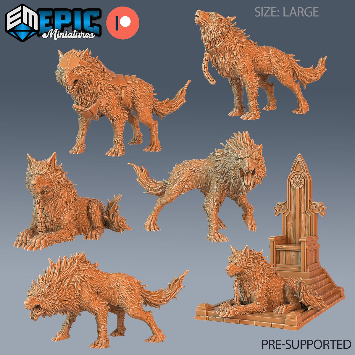 Fenrir Wolf Set of 6 DND miniatures group photo Viking Age