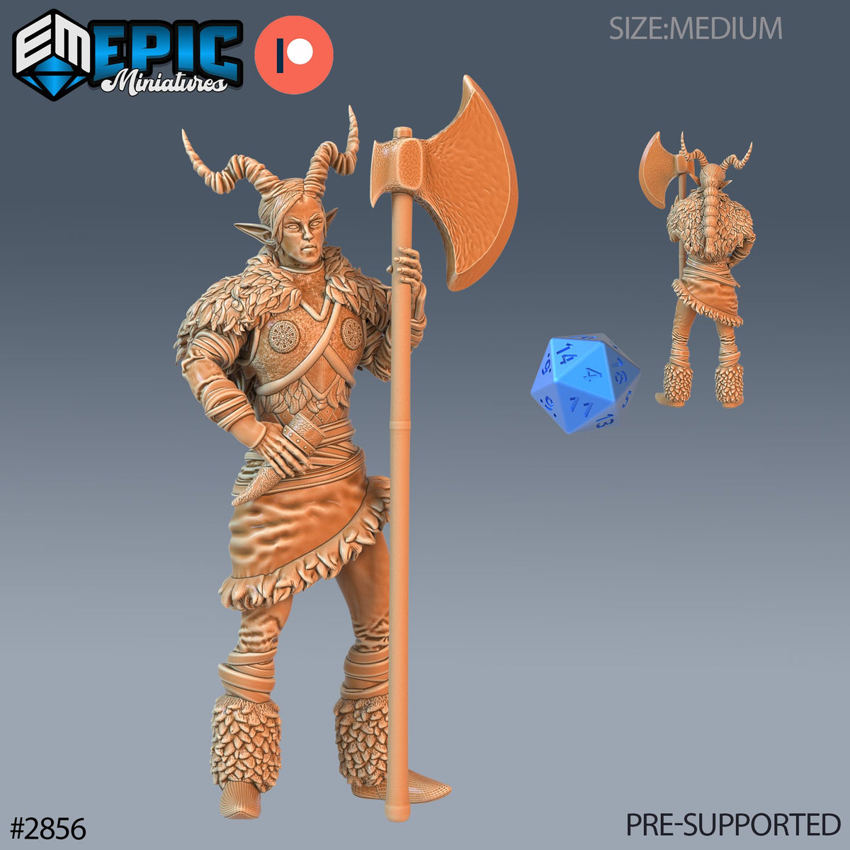 Tiefling Viking Female Option #2856 front DND miniature Viking Age 16k resin