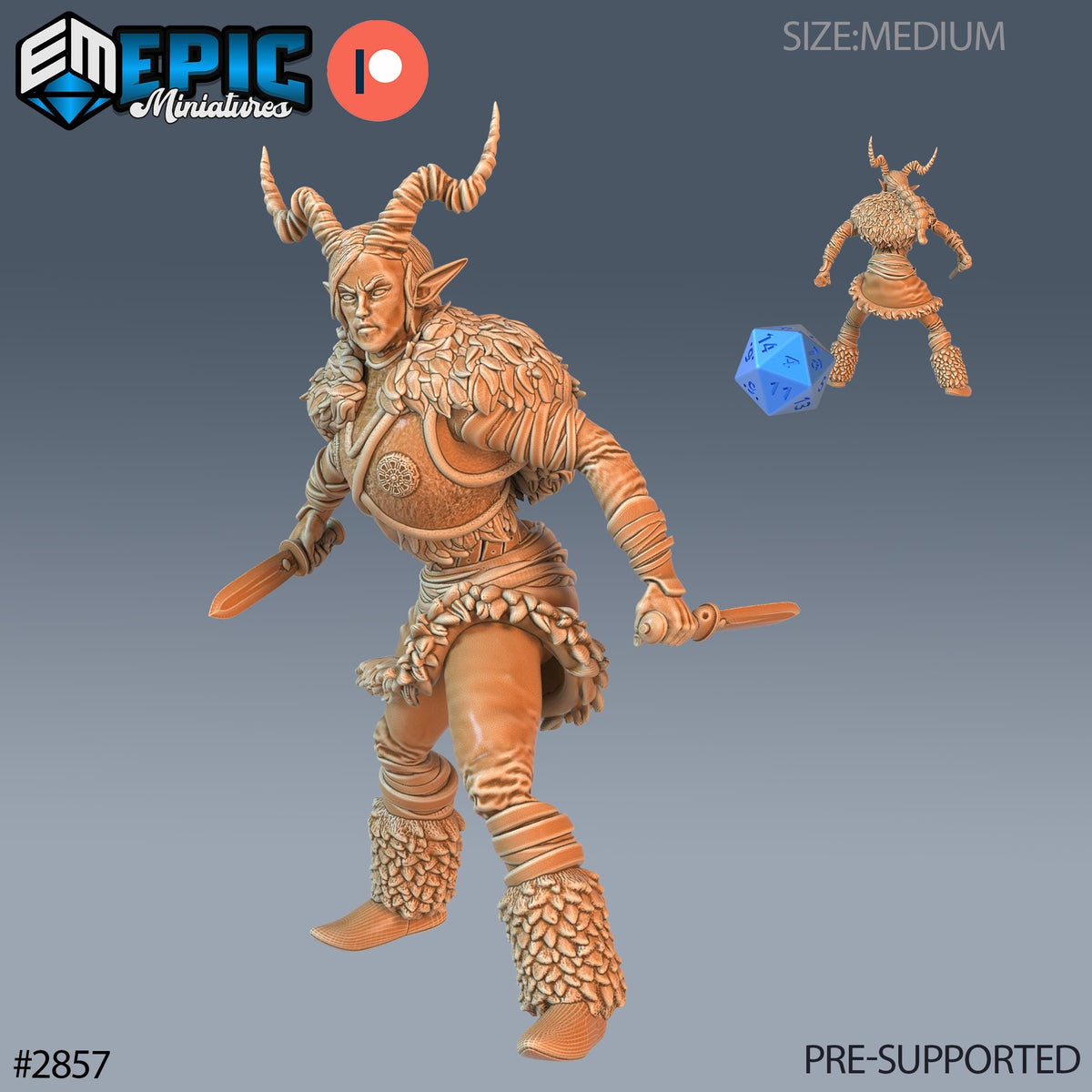 Tiefling Viking Female Option #2857 front DND miniature Viking Age 16k resin