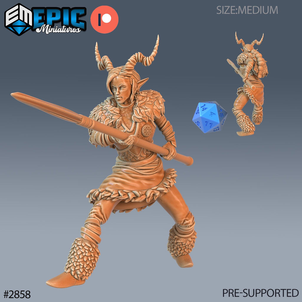 Tiefling Viking Female Option #2858 front DND miniature Viking Age 16k resin