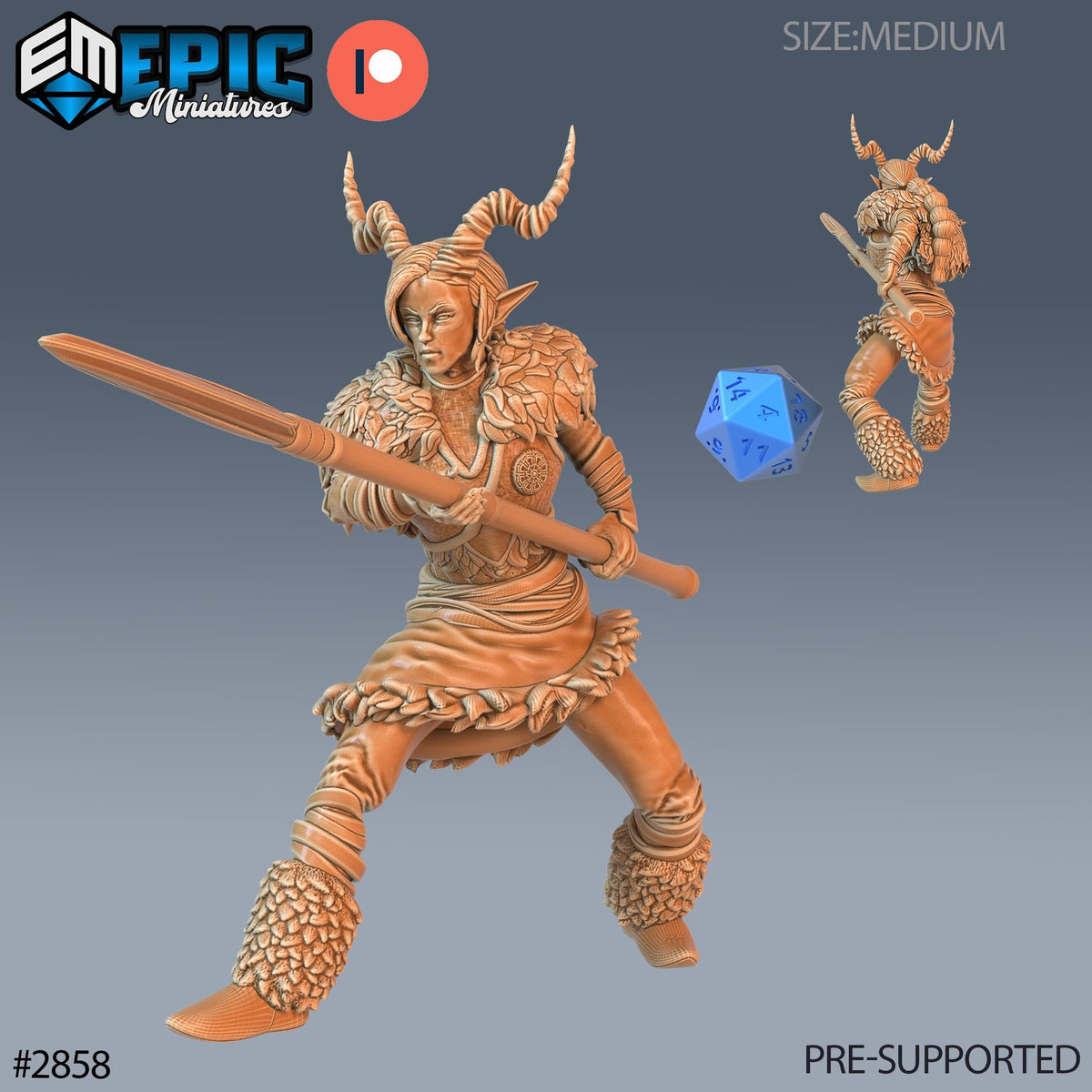 Tiefling Viking Female Option #2858 front DND miniature Viking Age 16k resin