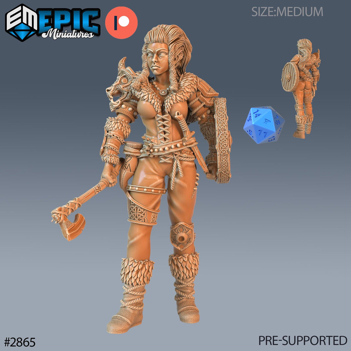 Viking Shieldmaiden Lathgertha Option #2865 front DND miniature Viking Age 16k resin