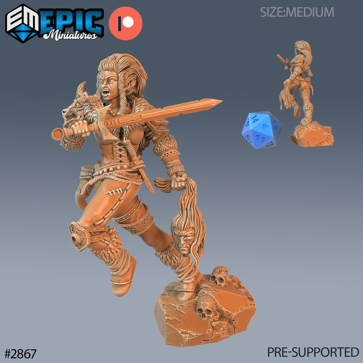 Viking Shieldmaiden Lathgertha Option #2867 front DND miniature Viking Age 16k resin