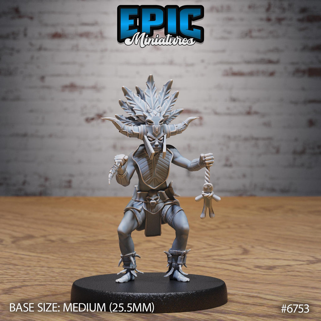 Amazoness Shaman front DND miniature Primal Jungle 16k resin