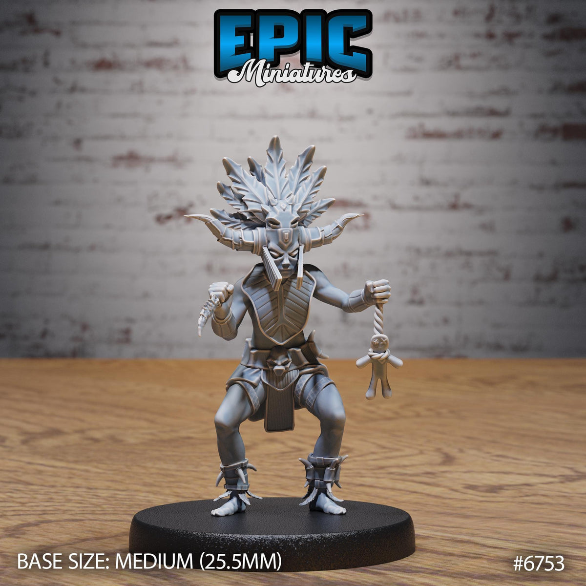Amazoness Shaman front DND miniature Primal Jungle 16k resin