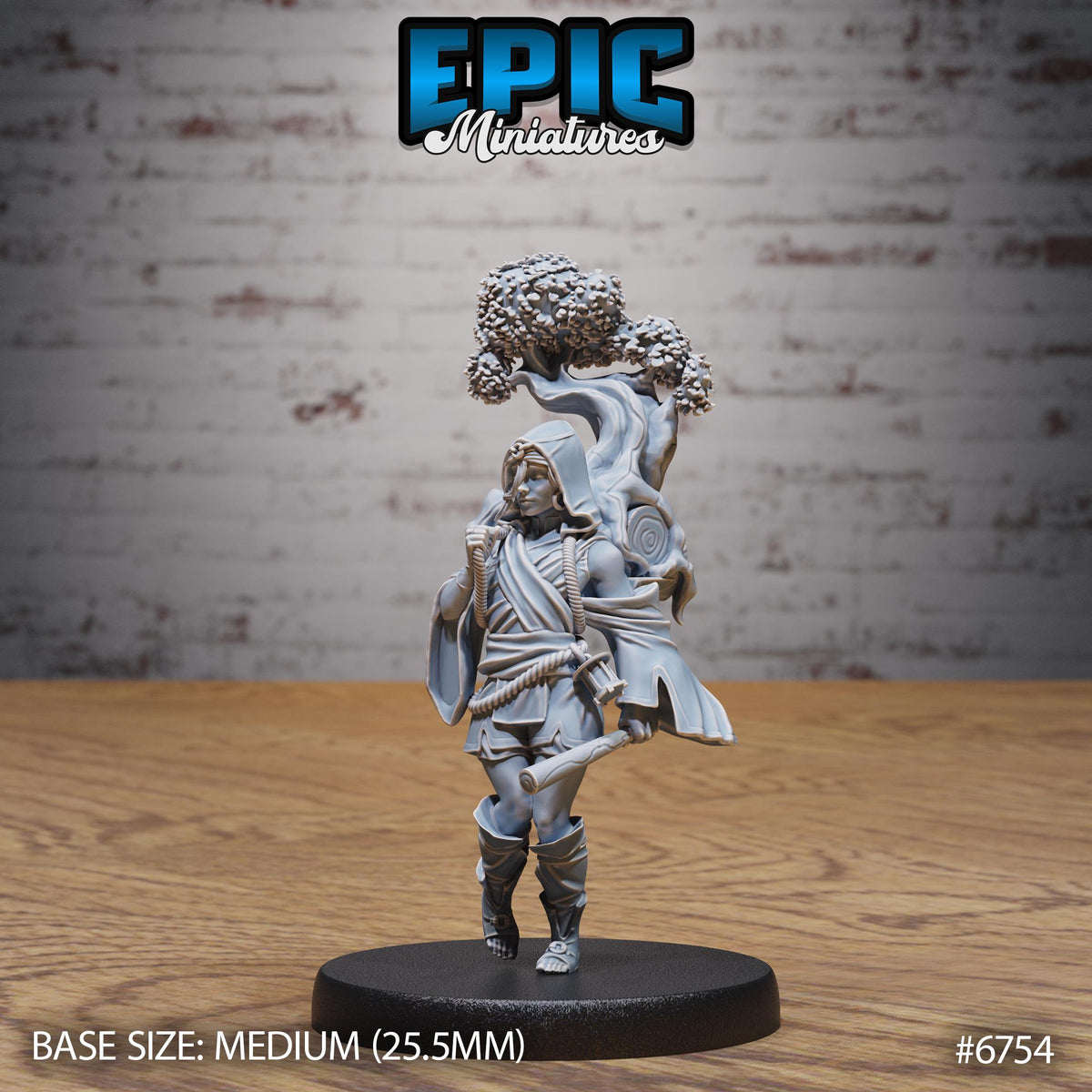 Amazoness Druid front DND miniature Primal Jungle 16k resin