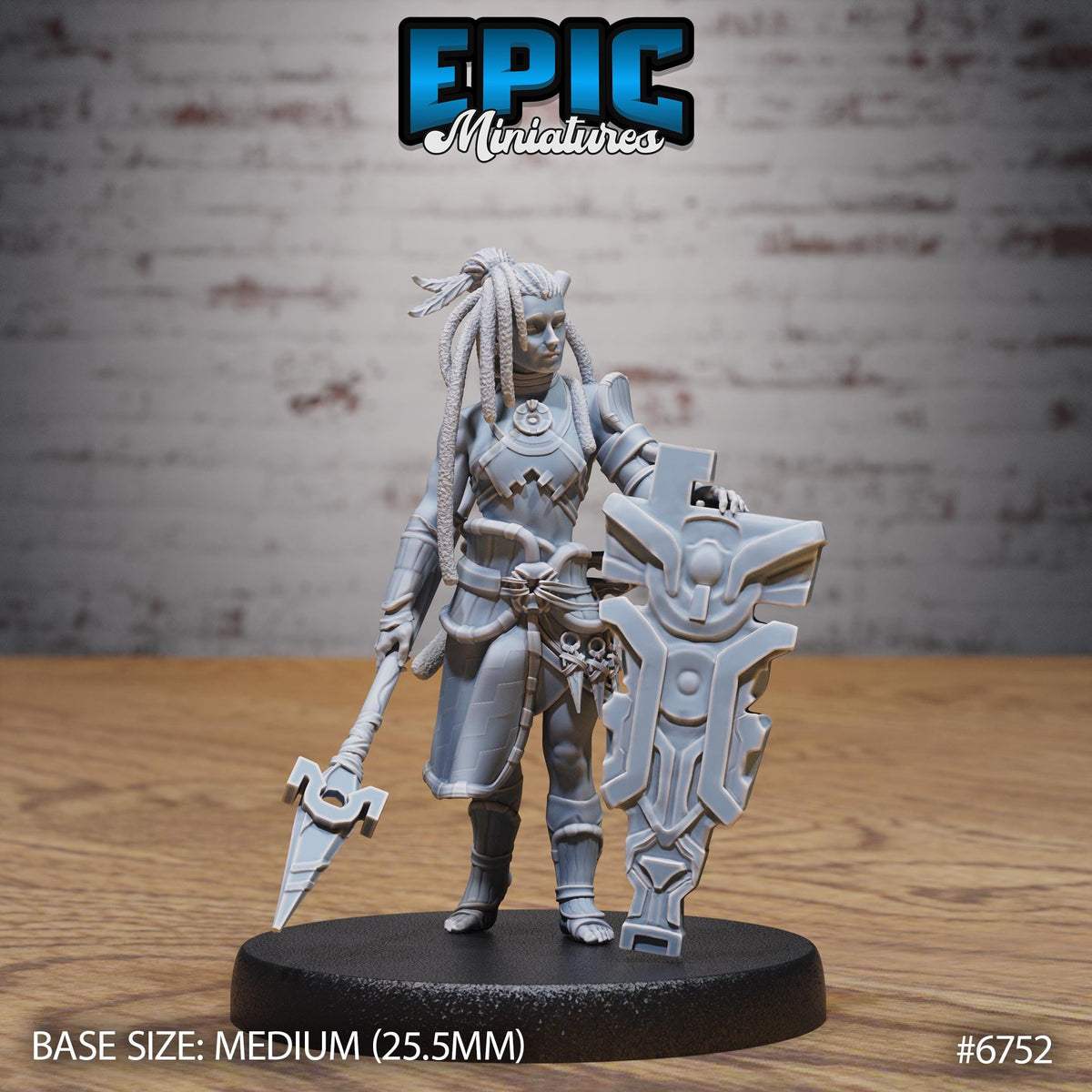 Amazoness Fighter front DND miniature Primal Jungle 16k resin