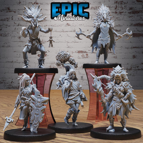 Amazoness Set of 5 DND miniatures group photo Primal Jungle