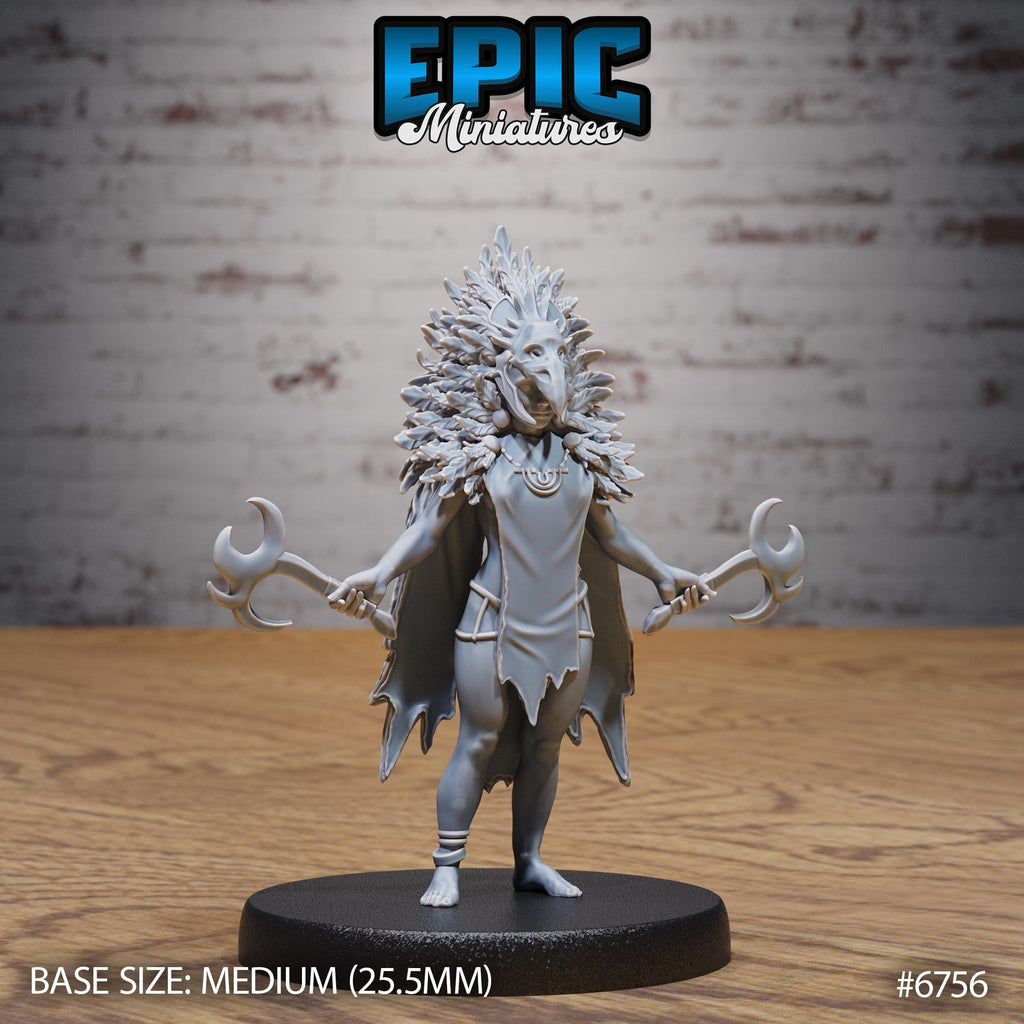 Amazoness Raven Cleric front DND miniature Primal Jungle 16k resin