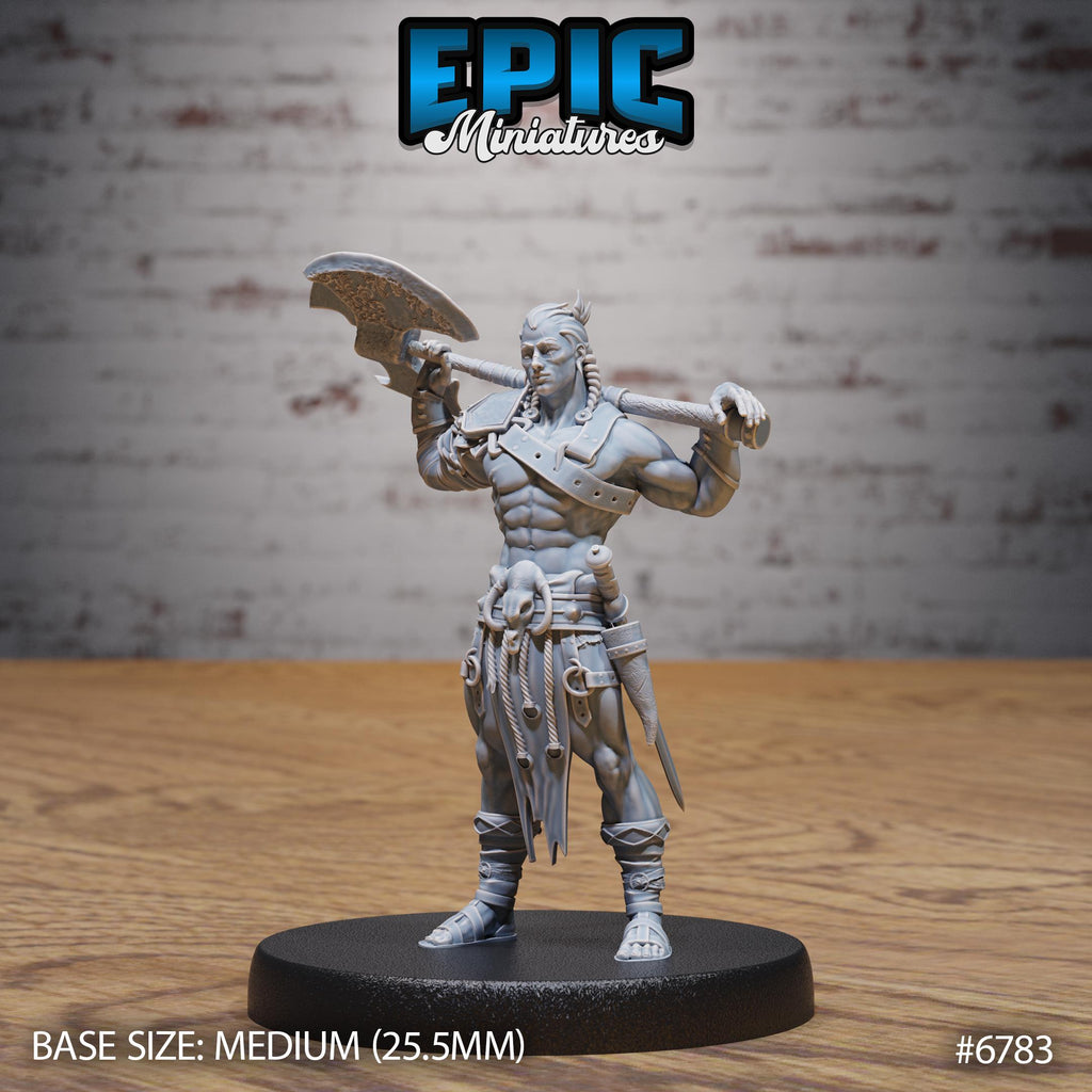 Axe Barbarian Option #6783 front DND miniature Primal Jungle 16k resin