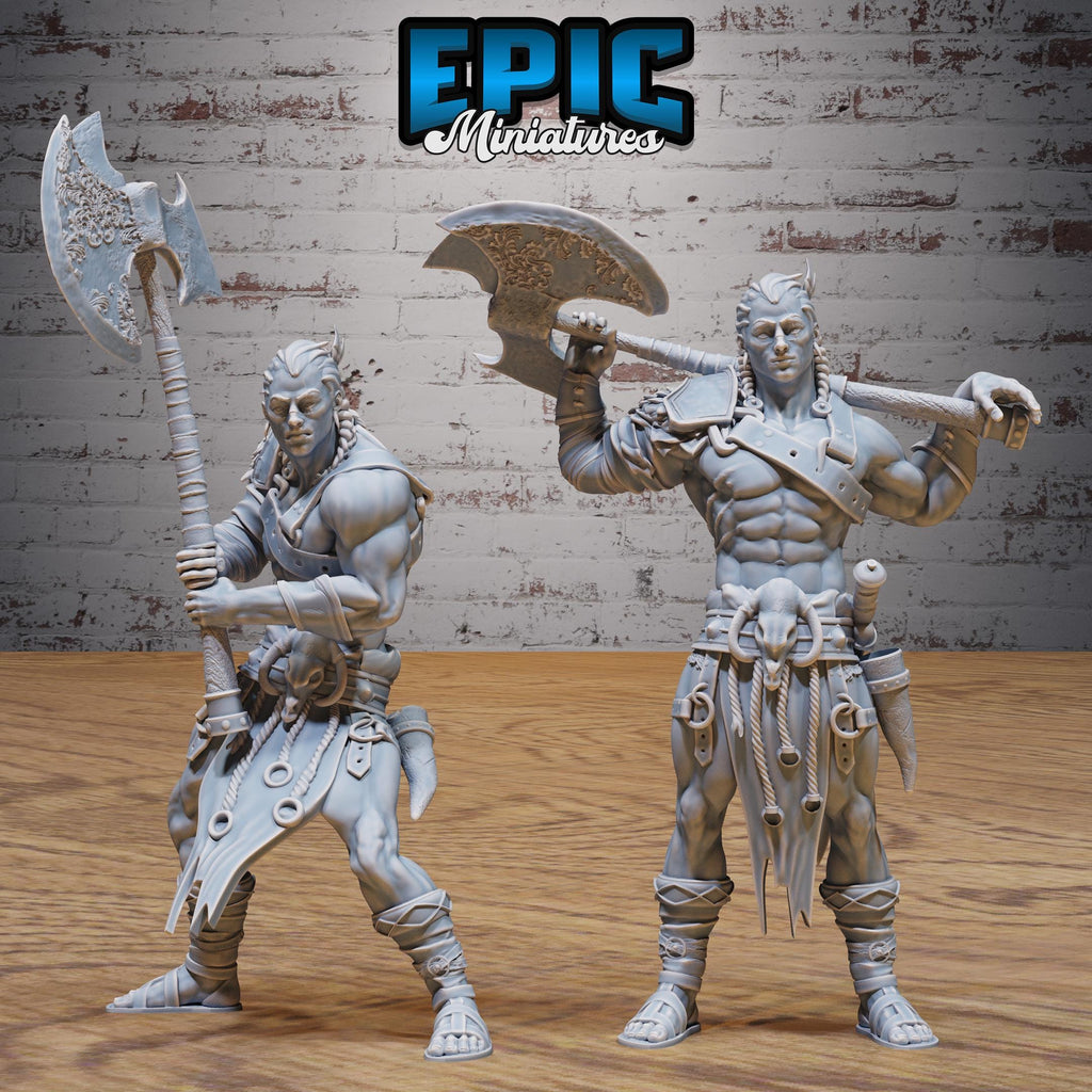 Axe Barbarian Set of 2 DND miniatures group photo Primal Jungle