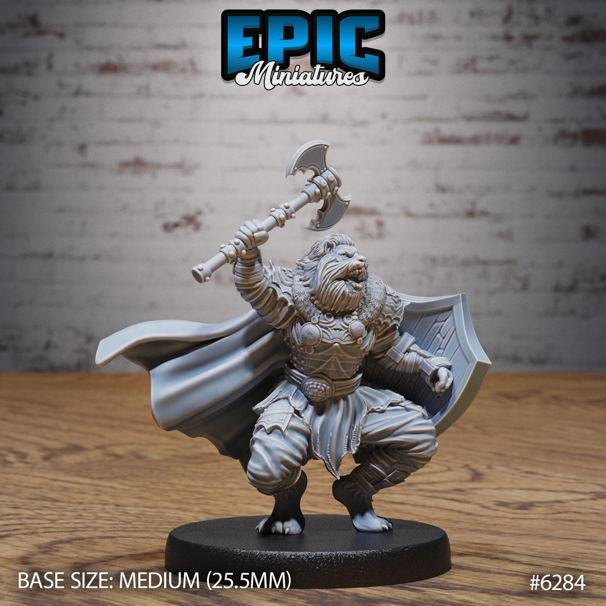 Lion King Fighter Option #6284 front DND miniature Beastly Champions 16k resin