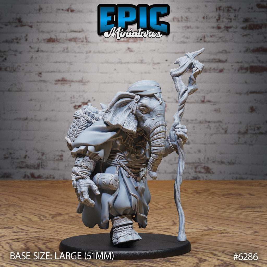 Elephant Folk Druid Option #6286 front DND miniature Beastly Champions 16k resin