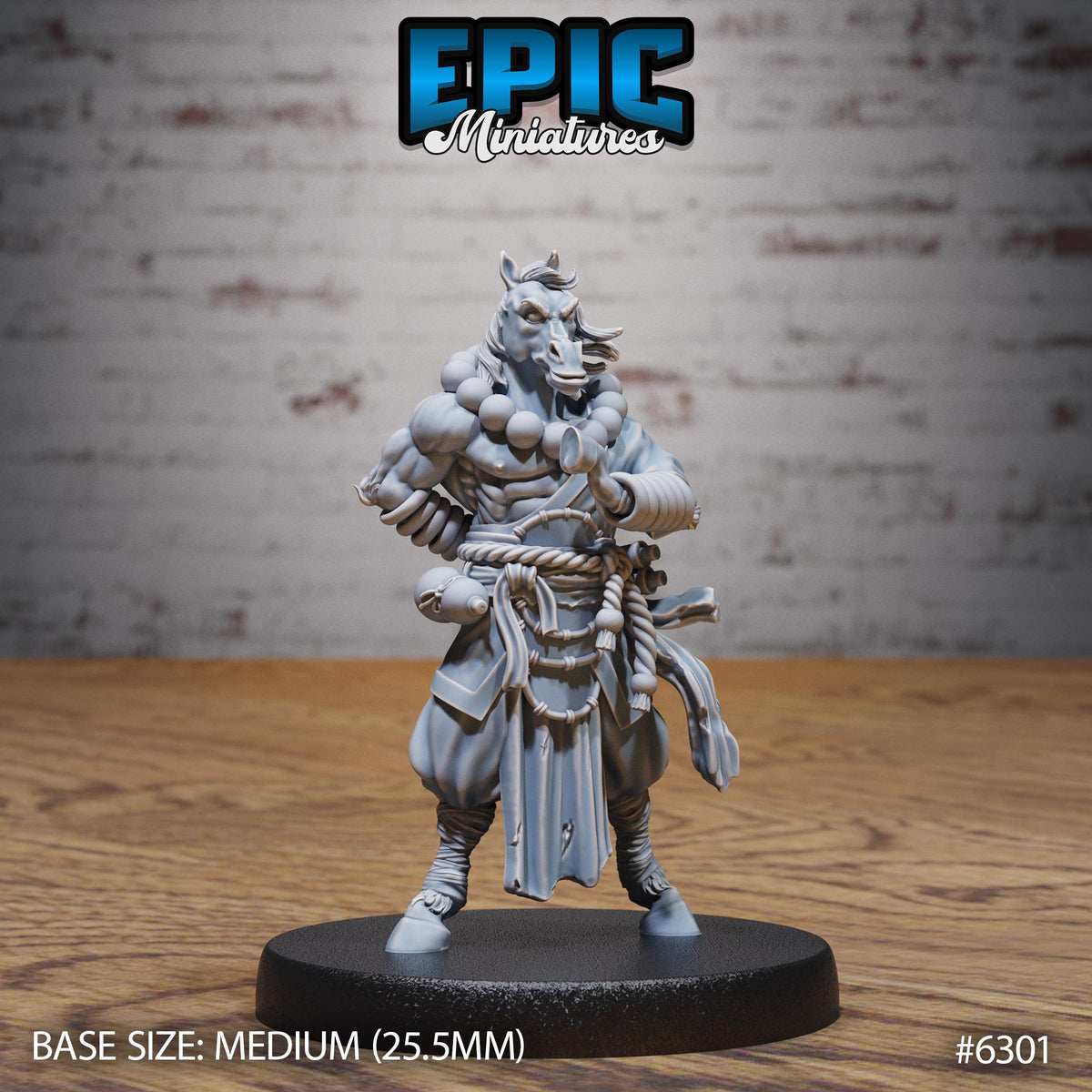 Horsefolk Monk Option #6301 front DND miniature Beastly Champions 16k resin
