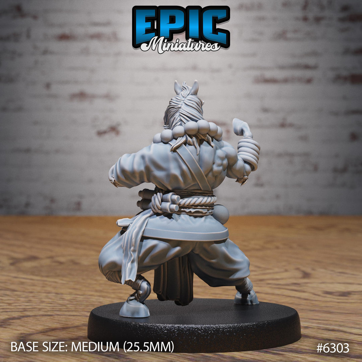 Horsefolk Monk Option #6303 back DND miniature Beastly Champions 16k resin