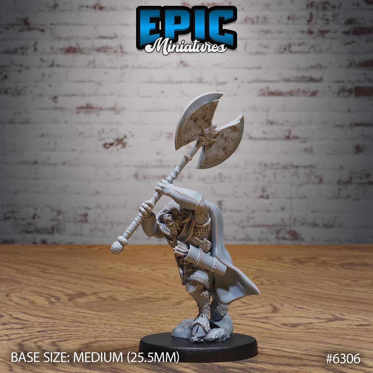 Minotaur Adventurer Option #6306 front DND miniature Beastly Champions 16k resin