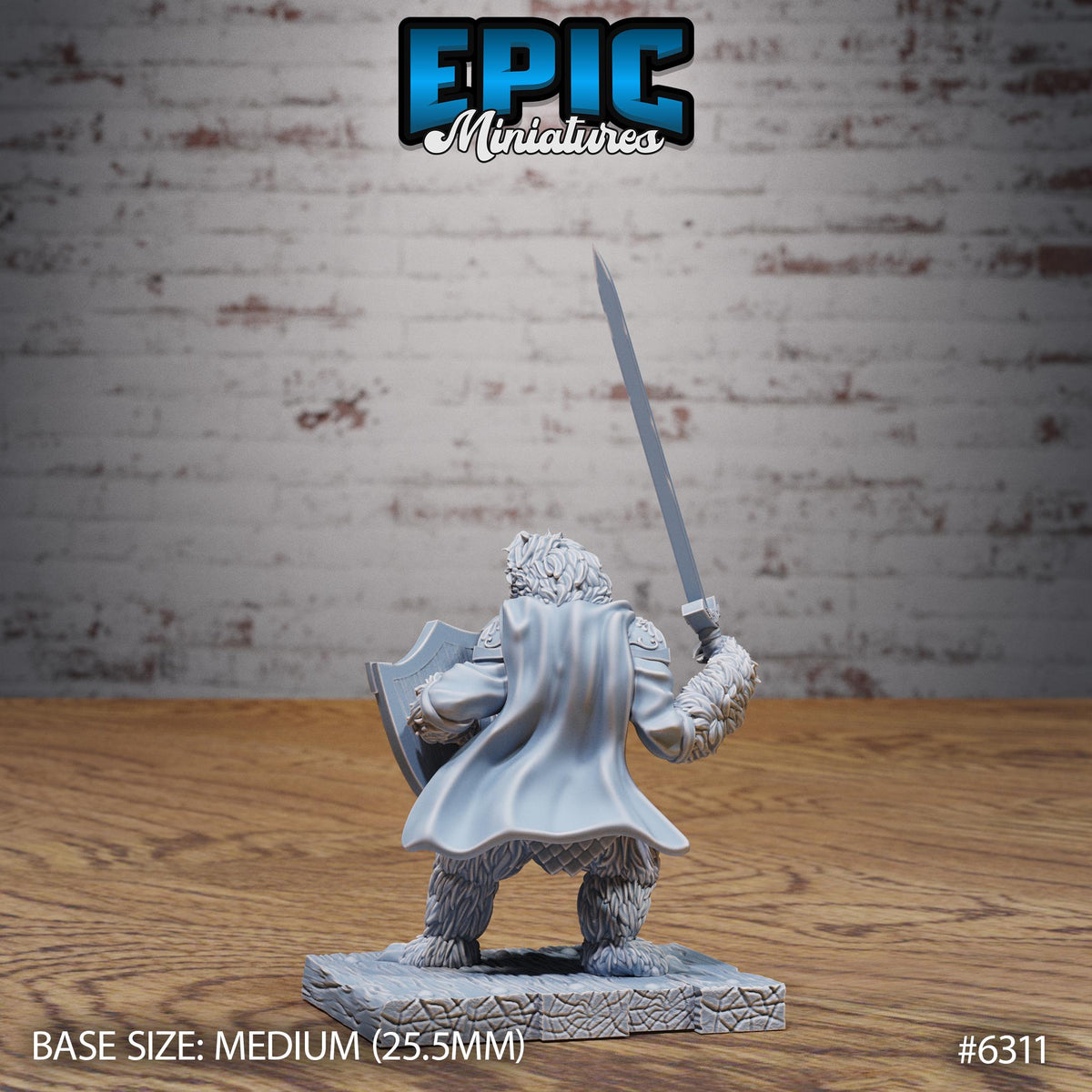 Sloth Paladin Option #6311 back DND miniature Beastly Champions 16k resin