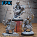 Sloth Paladin Set of 3 DND miniatures group photo Beastly Champions