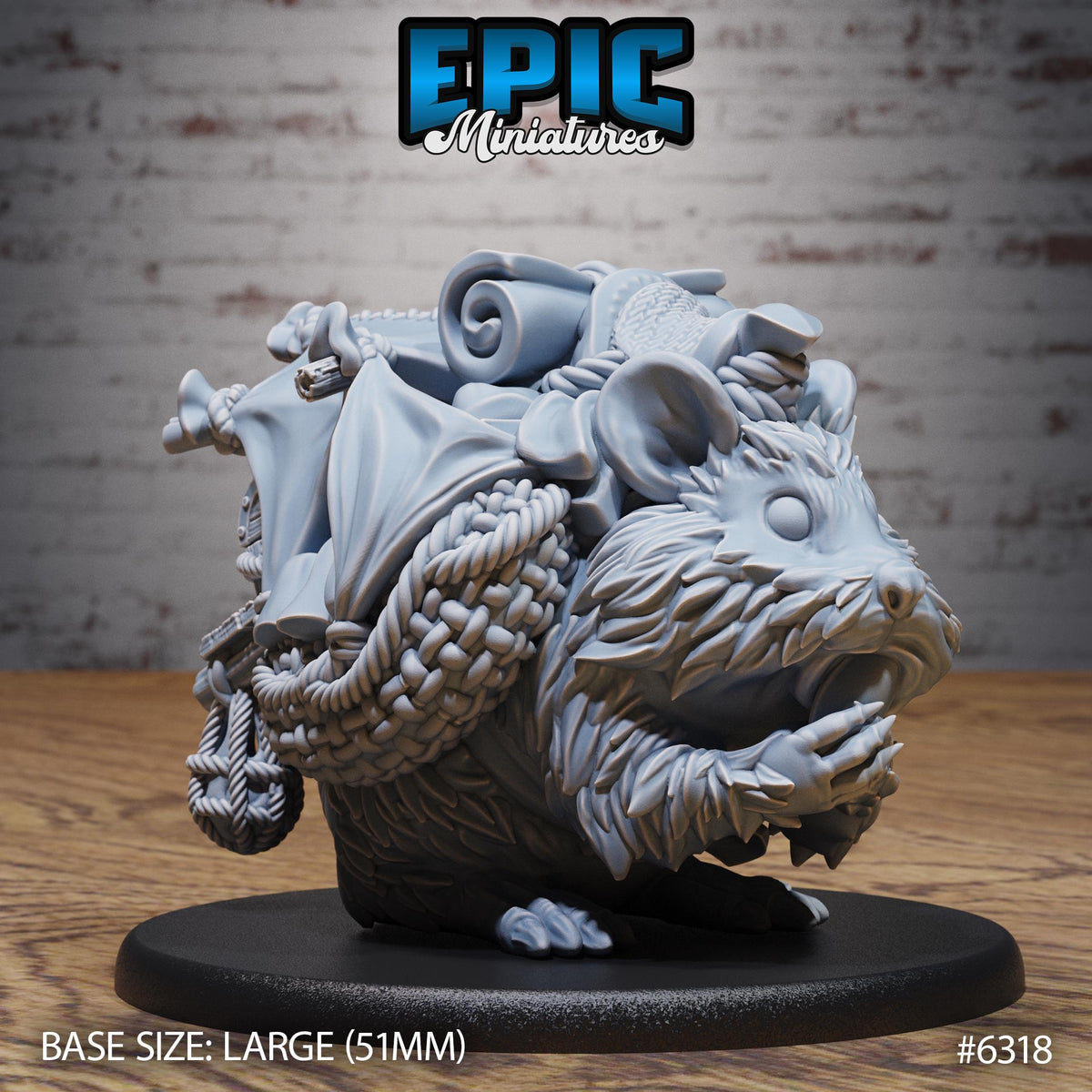 Adventurer Hamster Option #6318 front DND miniature Beastly Champions 16k resin