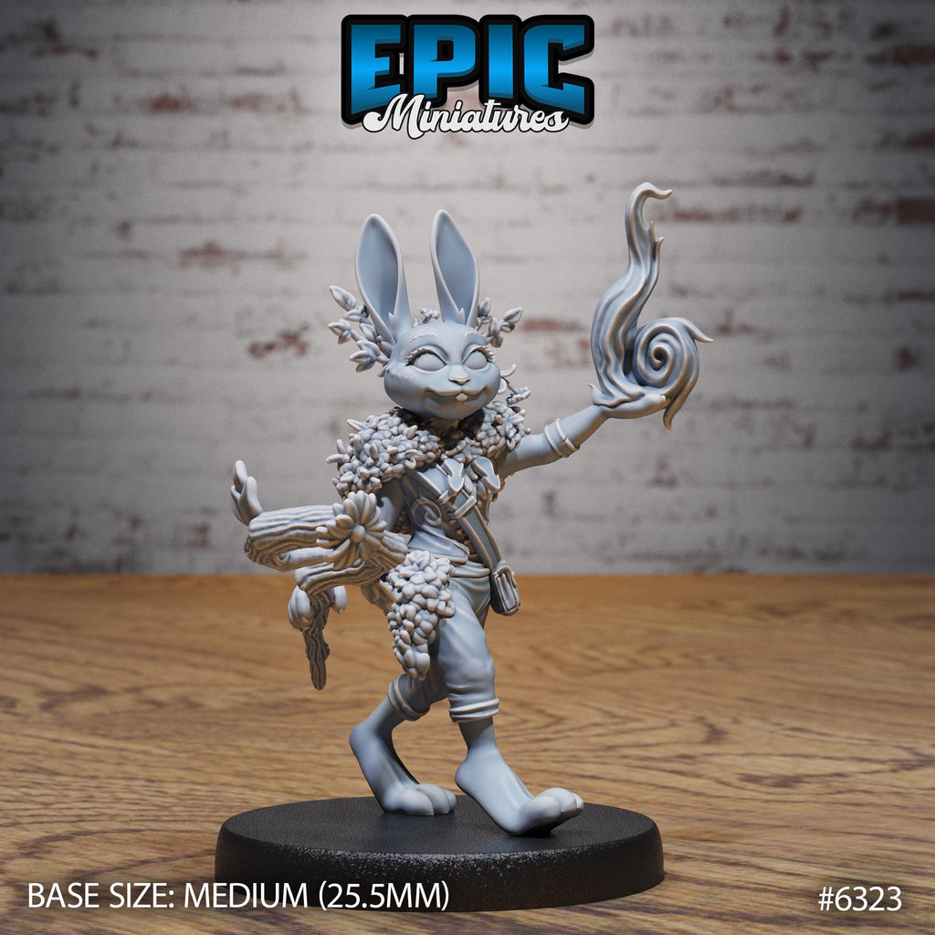 Rabbit Folk Druid Option #6323 front DND miniature Beastly Champions 16k resin