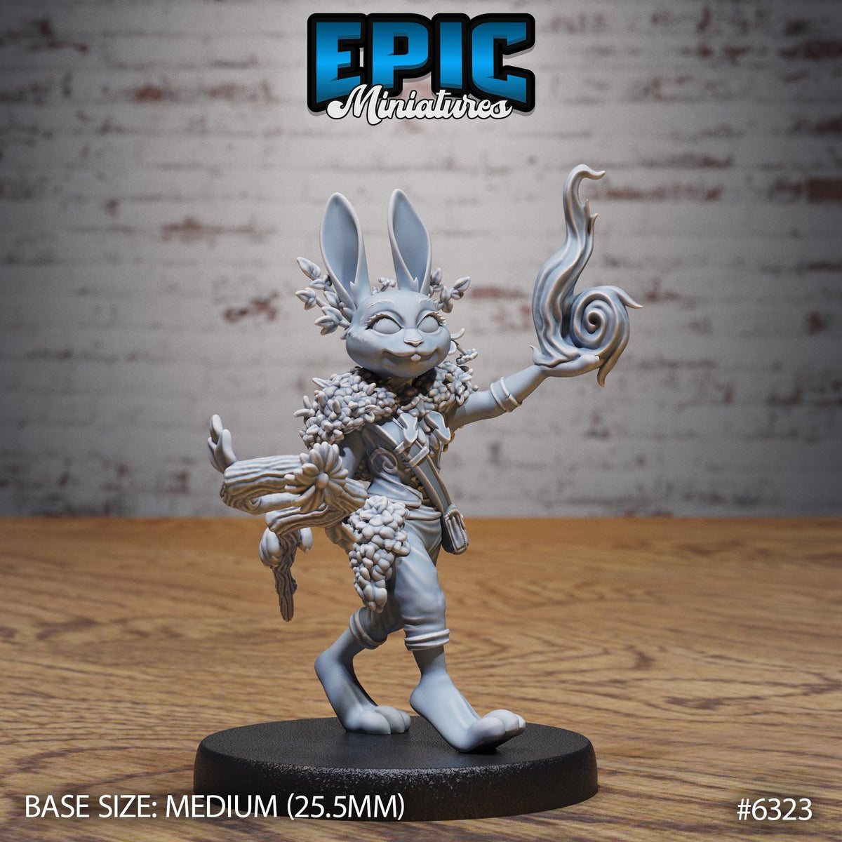 Rabbit Folk Druid Option #6323 front DND miniature Beastly Champions 16k resin