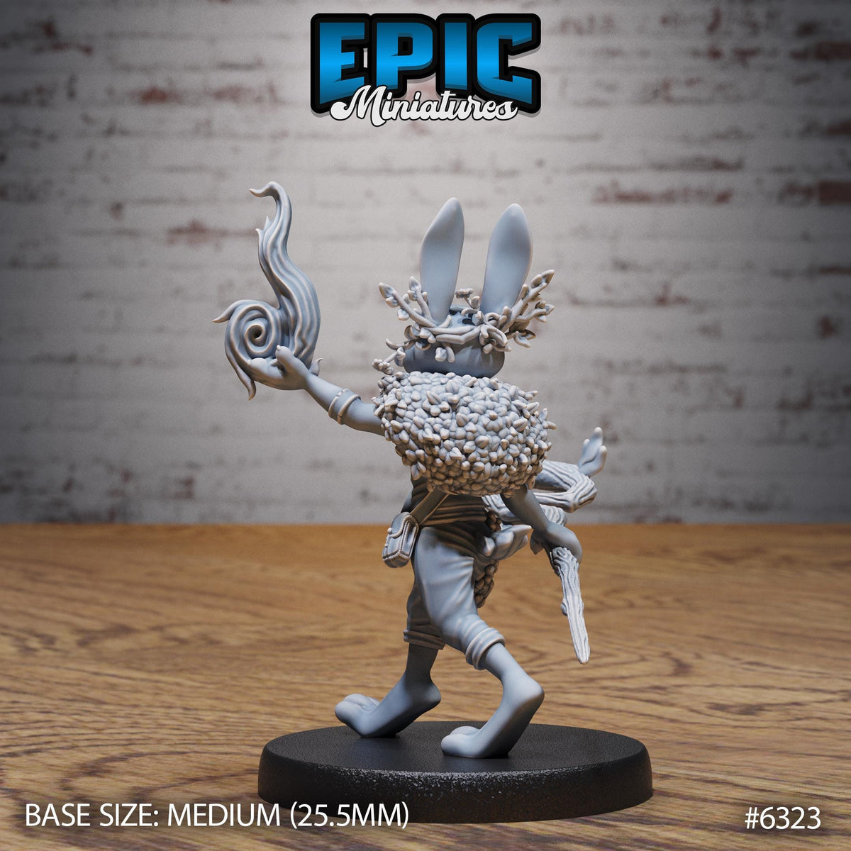 Rabbit Folk Druid Option #6323 back DND miniature Beastly Champions 16k resin