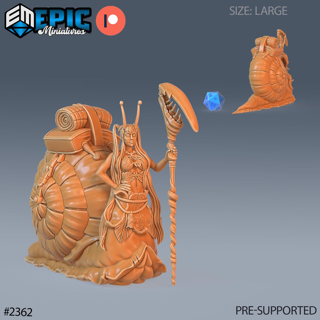 Snail Girl Option #2362 front DND miniature Forest of Wonders 16k resin