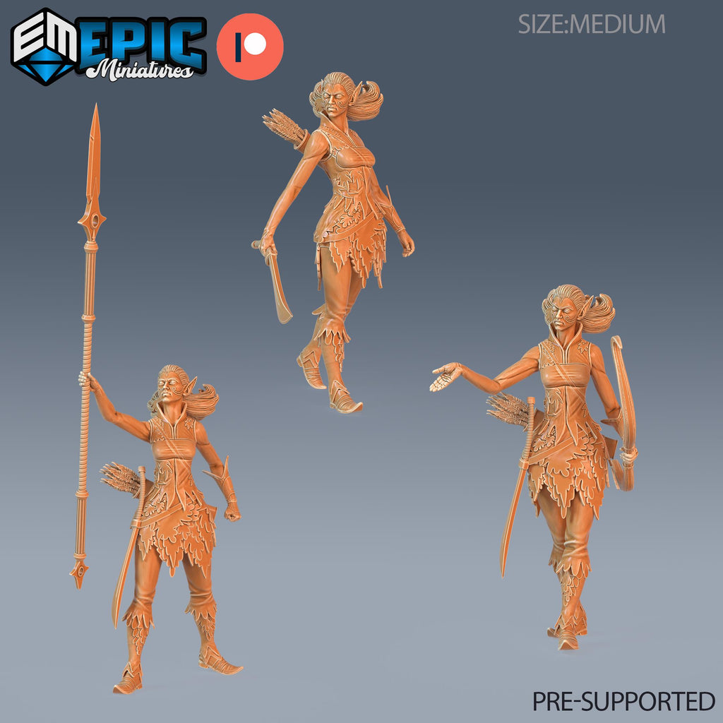 Fey Elf Autumn Set of 3 DND miniatures group photo Forest of Wonders