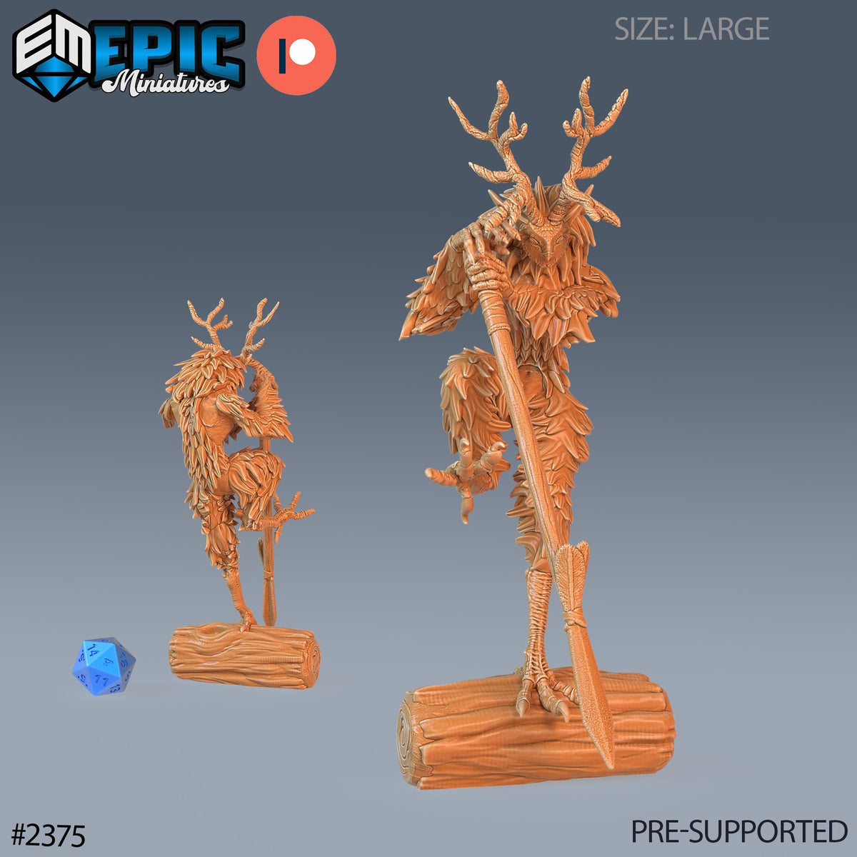 Were-Owl Option #2375 front DND miniature Forest of Wonders 16k resin