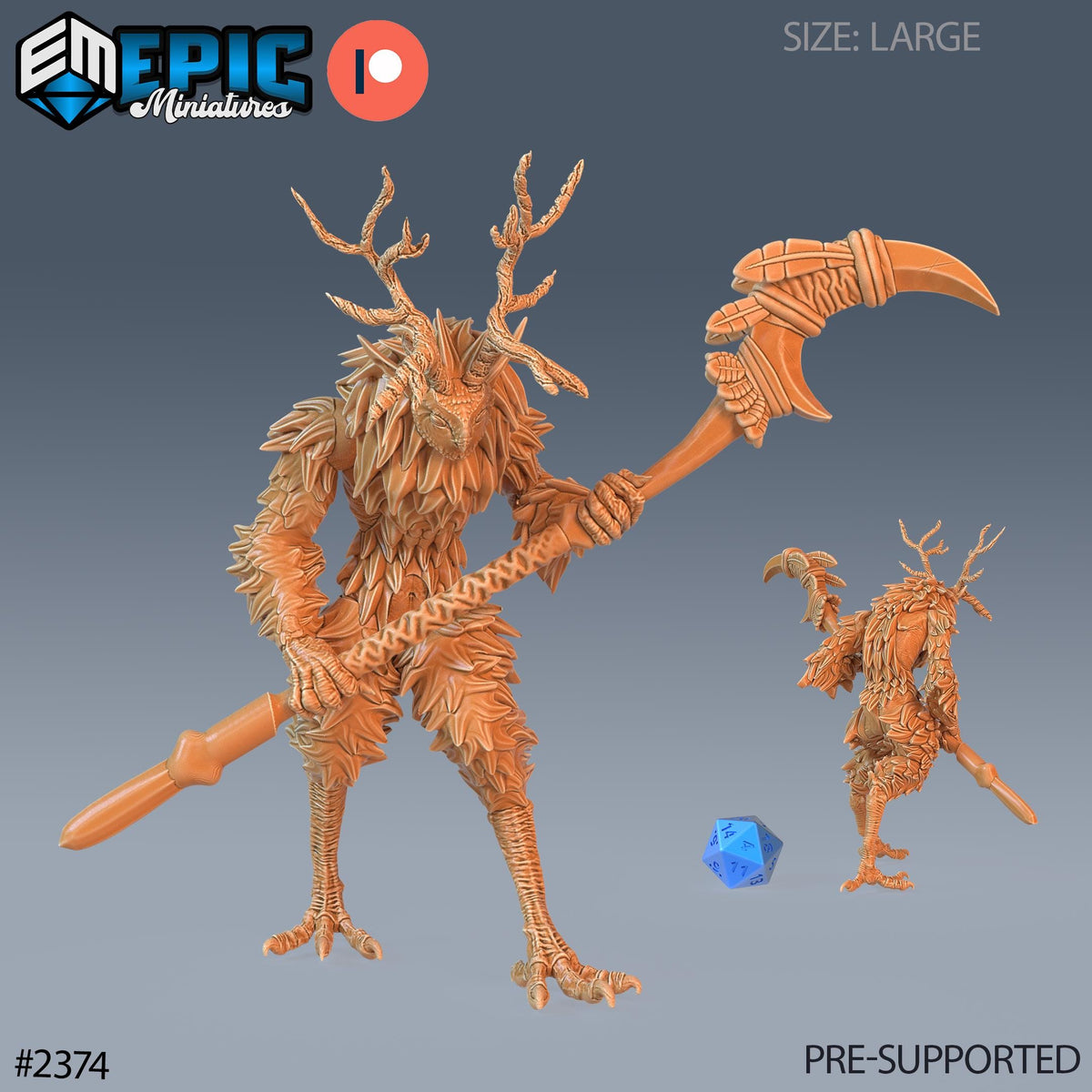 Were-Owl Option #2374 front DND miniature Forest of Wonders 16k resin