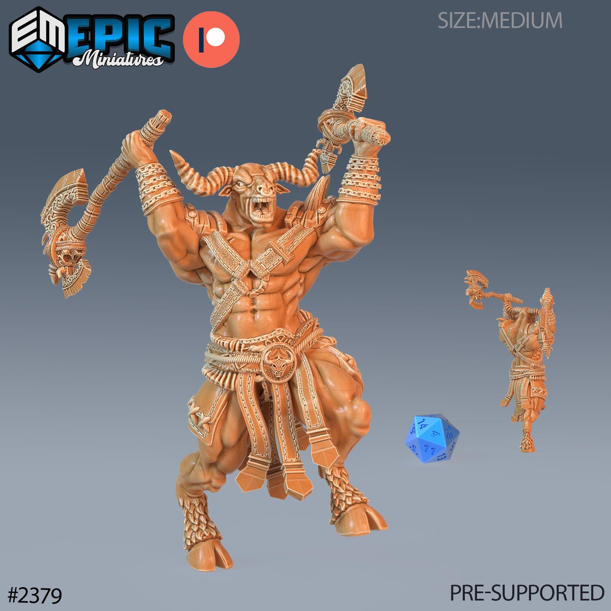 Minotaur Adventurer Option #2379 front DND miniature Forest of Wonders 16k resin