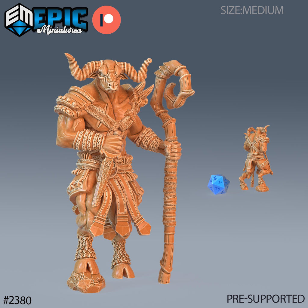 Minotaur Adventurer Option #2380 front DND miniature Forest of Wonders 16k resin