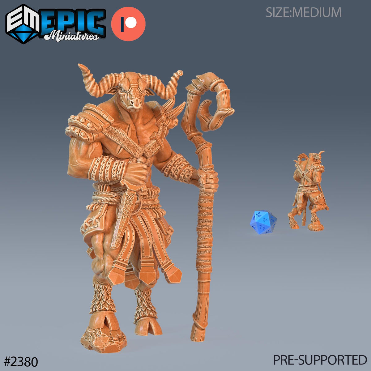 Minotaur Adventurer Option #2380 front DND miniature Forest of Wonders 16k resin