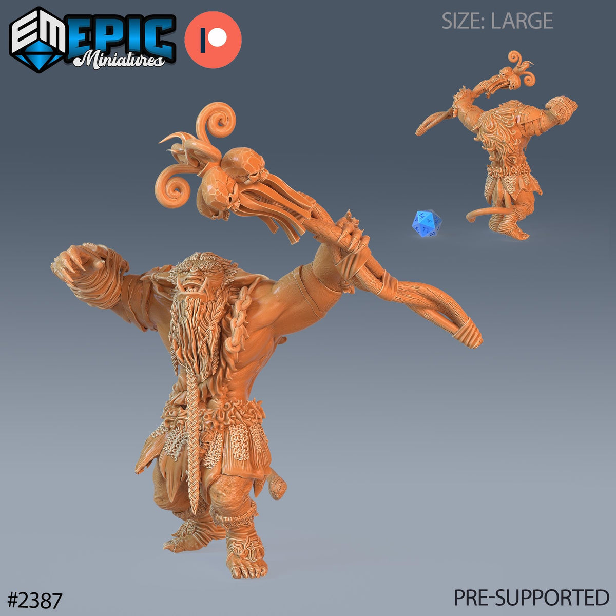 Forest Ogre Option #2387 front DND miniature Forest of Wonders 16k resin