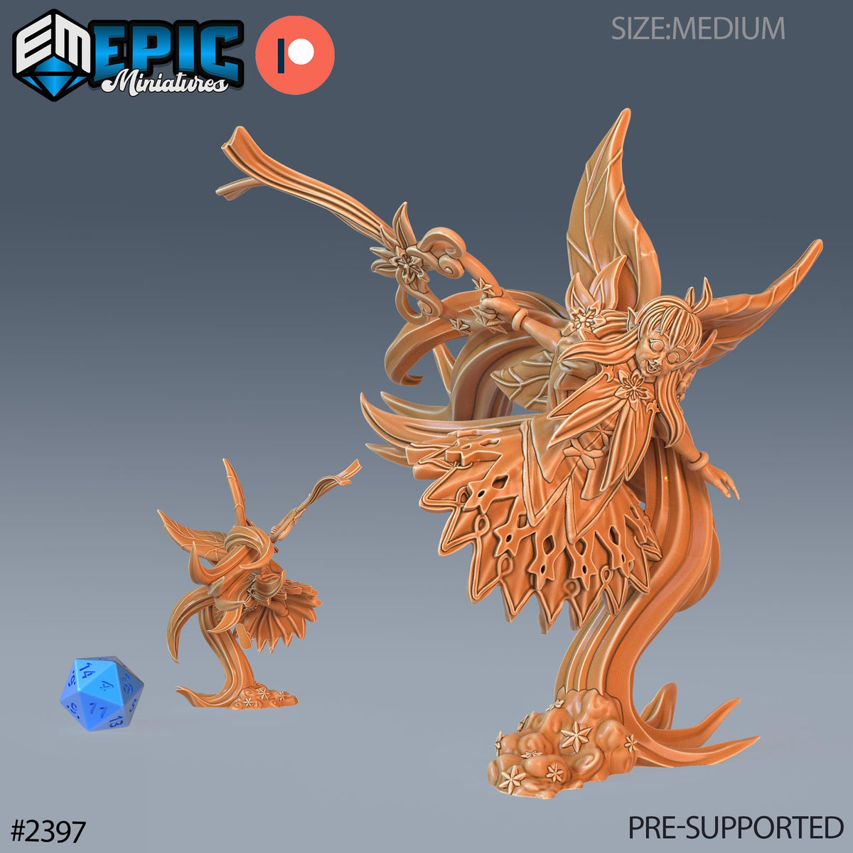Flower Pixie Option #2397 front DND miniature Forest of Wonders 16k resin