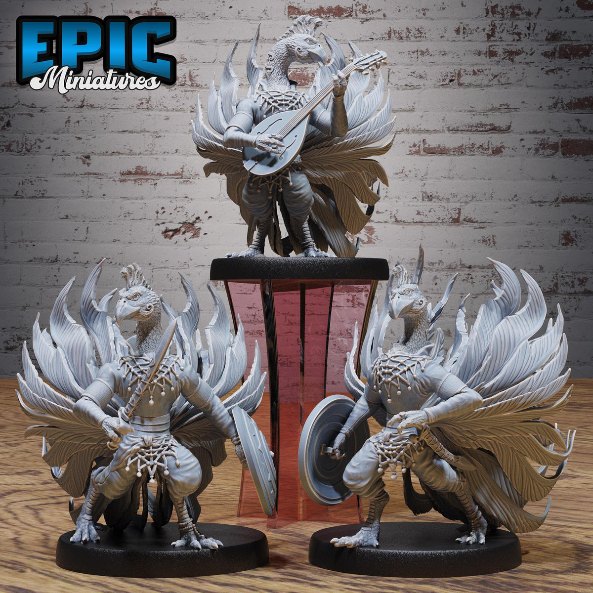 Peacock Folk Set of 3 DND miniatures group photo Heavenly Battle