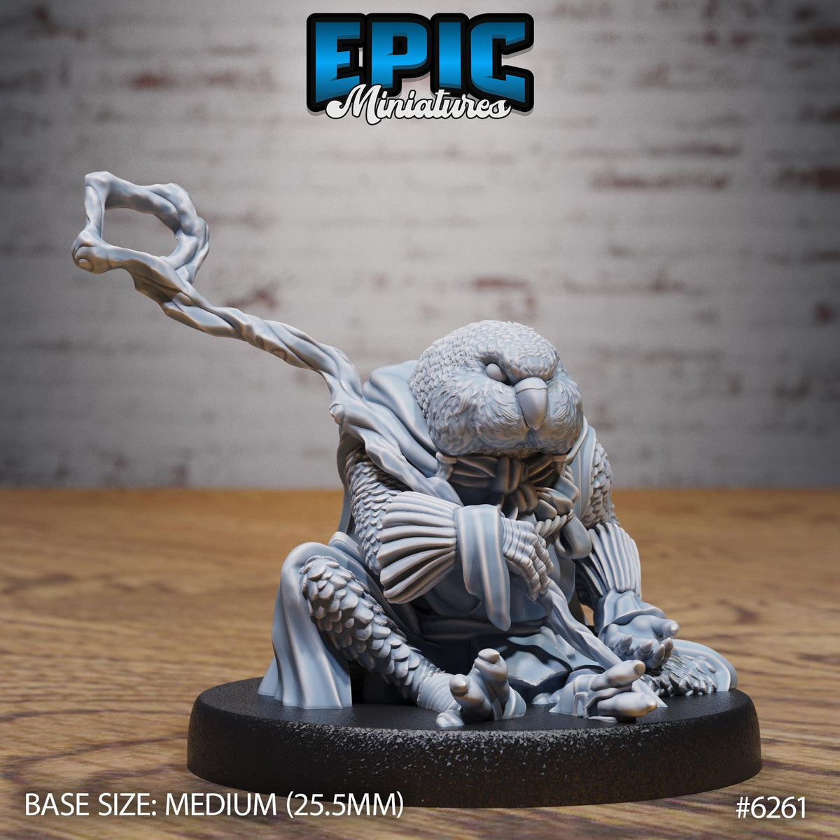 Budgie Folk Druid Option #6261 front DND miniature Heavenly Battle 16k resin