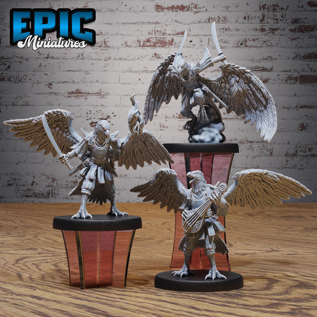 Hawk Folk Option 1 Blindfold front DND miniature Heavenly Battle 16k resin