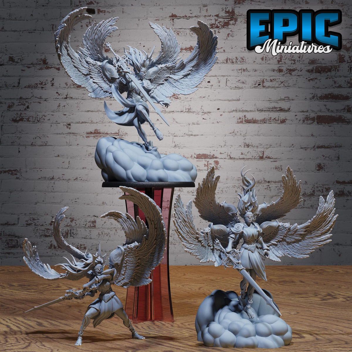 Zariel Angel Prime Set of 3 DND miniatures group photo Heavenly Battle