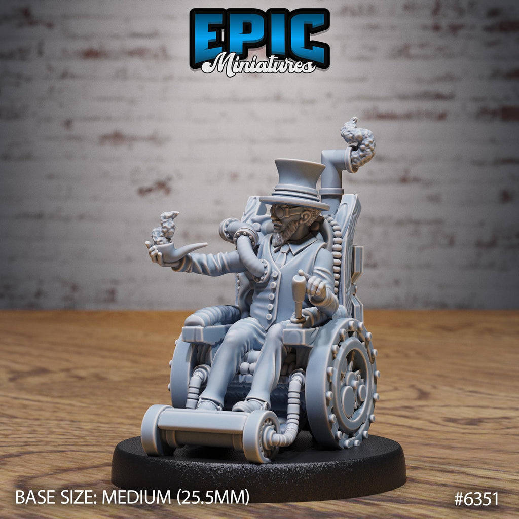 Geartown Citizen Wheelchair Tinkerer front DND miniature Construct Laboratory 16k resin