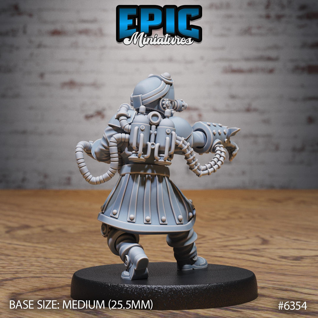 Steampunk Citizen Enhanced Shooter back DND miniature Construct Laboratory 16k resin