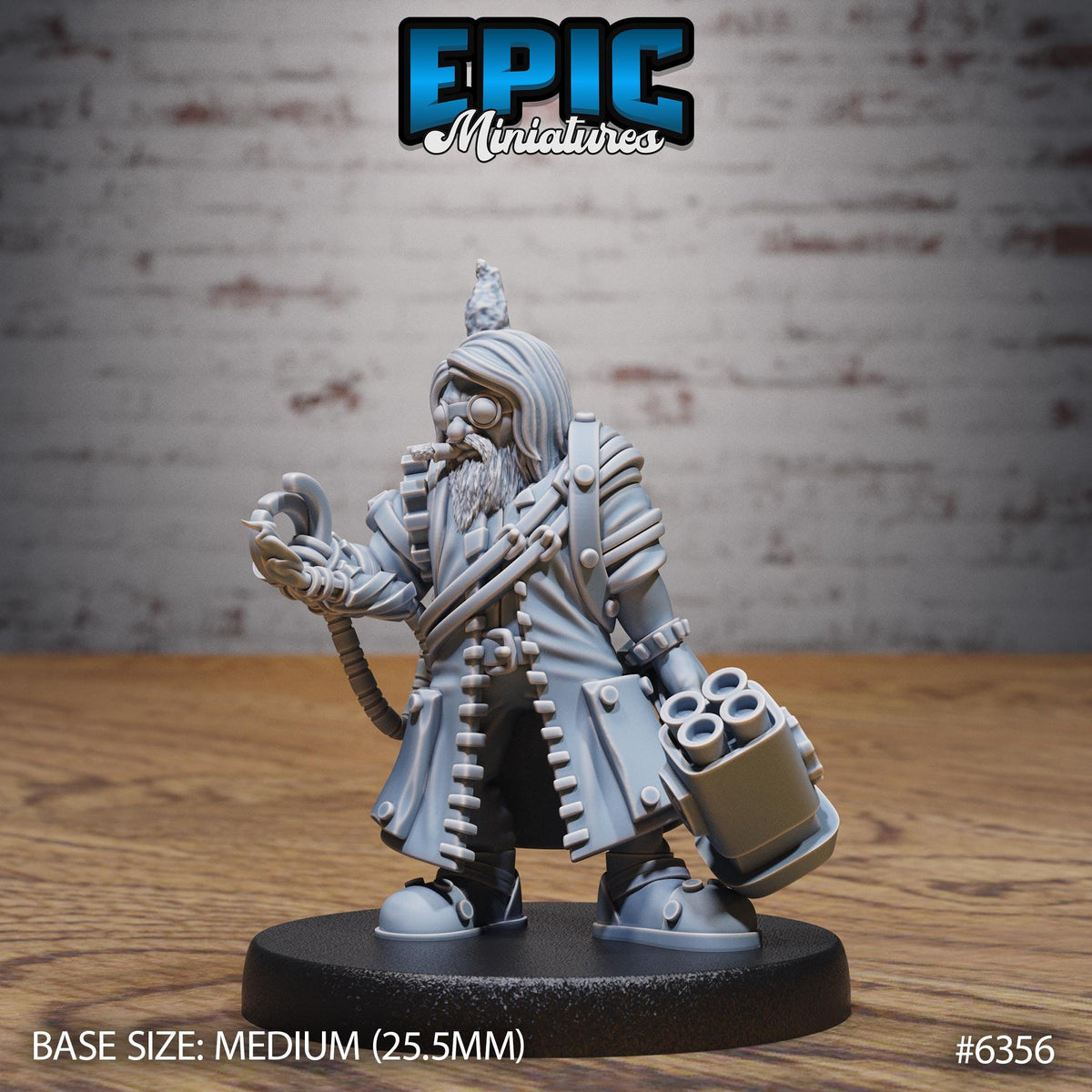 Steampunk Citizen Inventor Dwarf front DND miniature Construct Laboratory 16k resin