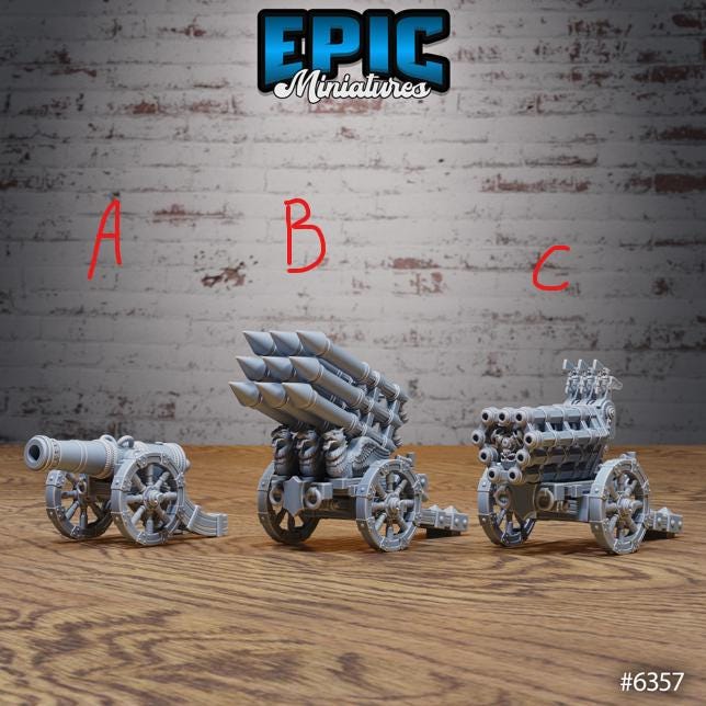 Dwarven Cannons Option B front DND miniature Construct Laboratory 16k resin