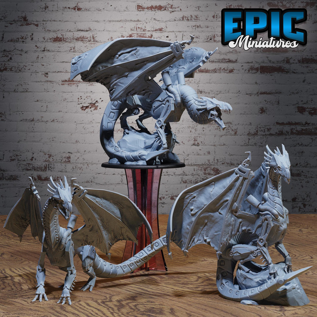 Clockwork Dragon Set of 3 DND miniatures group photo Construct Laboratory