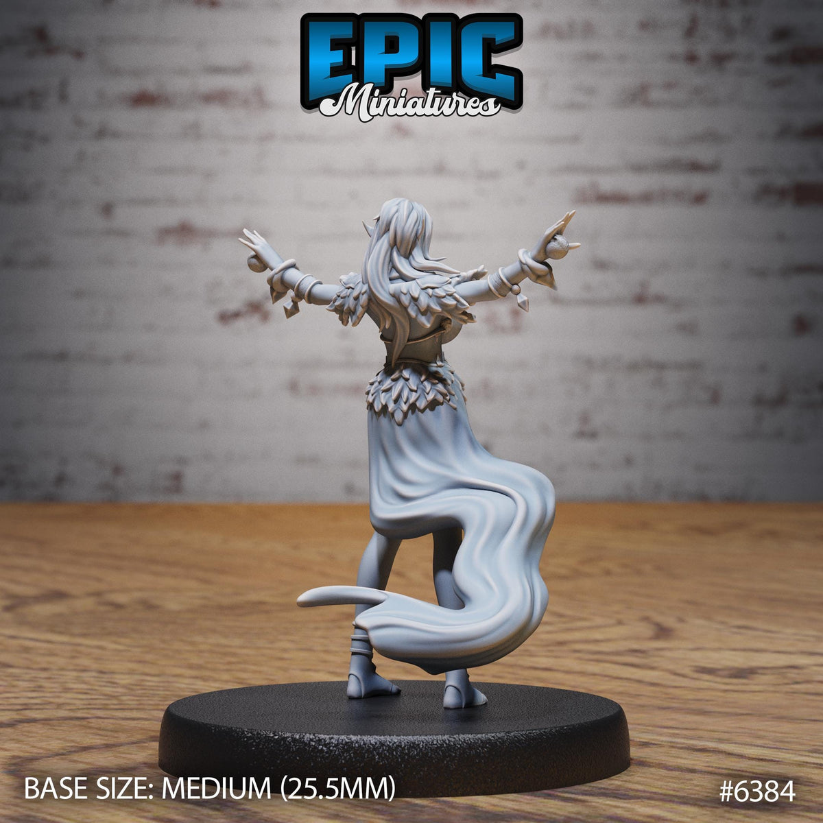 Elf Druid Adventurer Option #6384 back DND miniature Forest Folk 16k resin