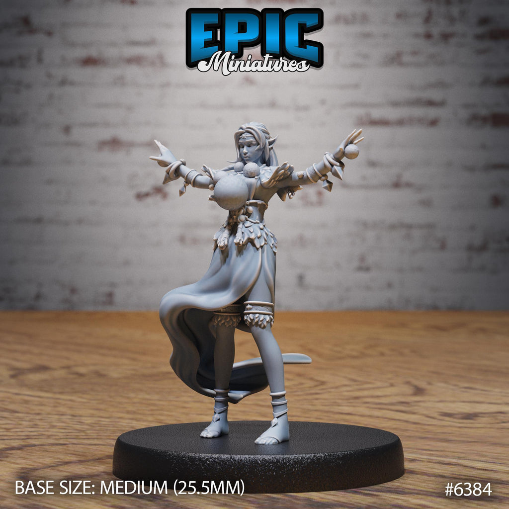 Elf Druid Adventurer Option #6384 front DND miniature Forest Folk 16k resin