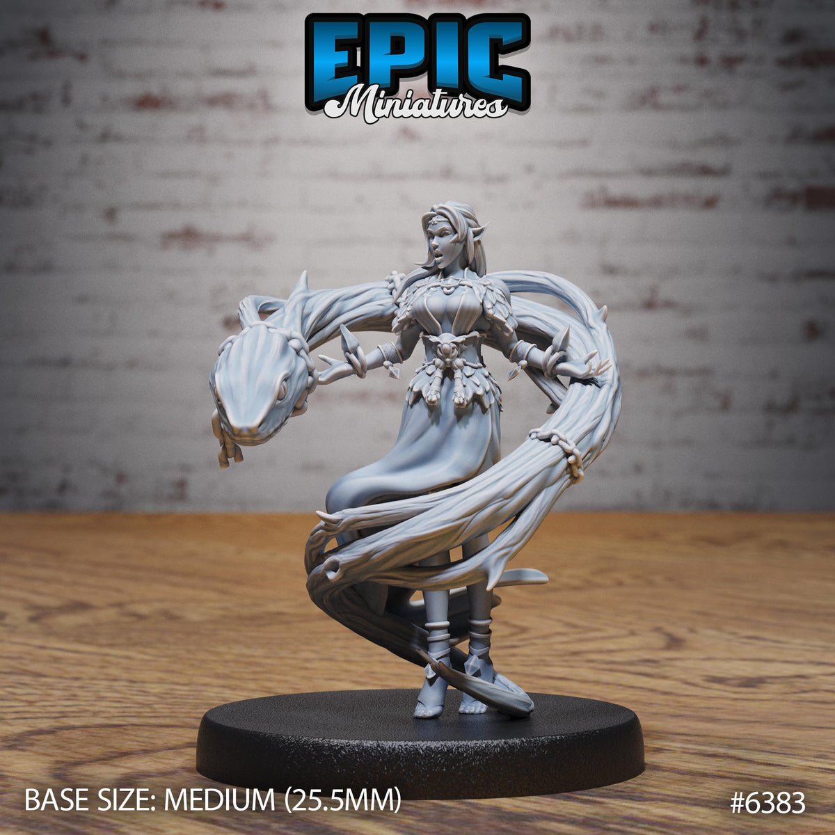 Elf Druid Adventurer Option #6383 front DND miniature Forest Folk 16k resin