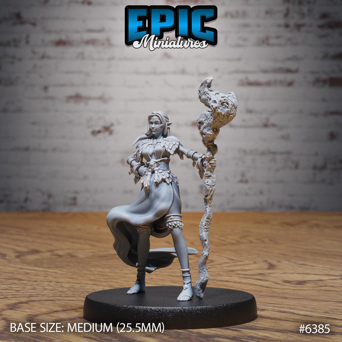 Elf Druid Adventurer Option #6385 front DND miniature Forest Folk 16k resin