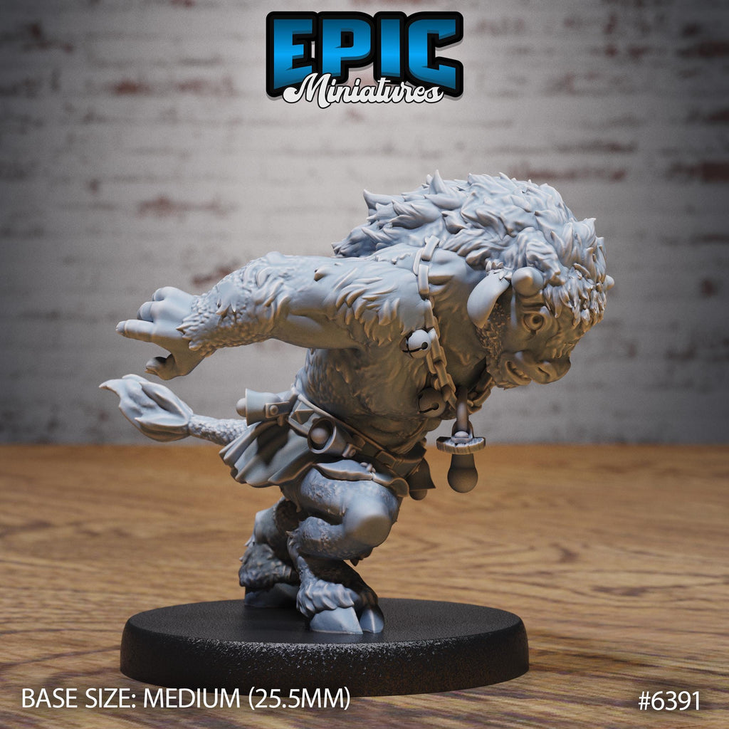 Baby Minotaur Option #6391 front DND miniature Forest Folk 16k resin